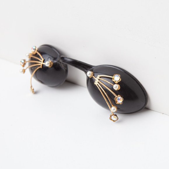 Vintage Fancy Sunbathing Goggles Faux Pearls Rhinestones Eye Mask Cups Tanning - Picture 5 of 10